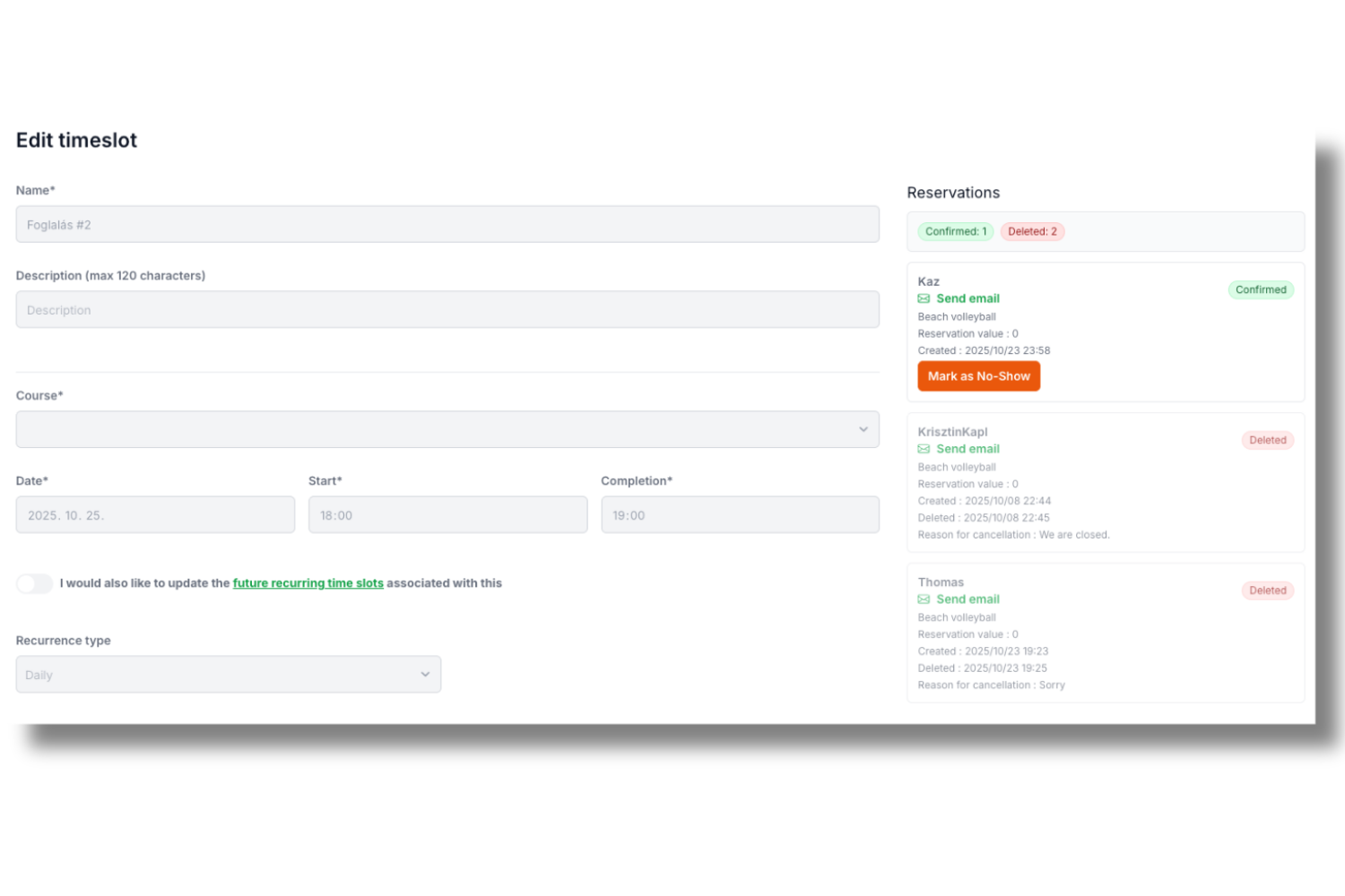 Attendance tracking view